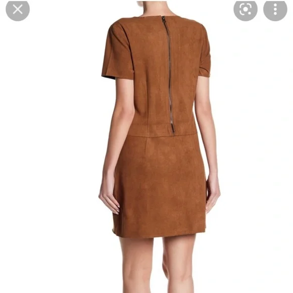NWT Ladies Size XS Dex short sleeve Faux Suede Drop Waist Dress - Picture 2 of 12